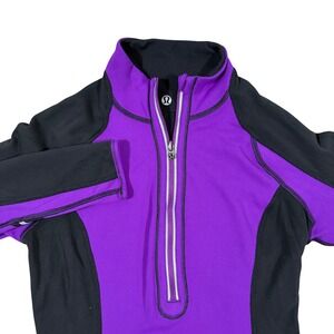 lululemon Run Top Speed 1/2 Zip Pullover Women's 4 Purple‎ Black Jacket Athletic